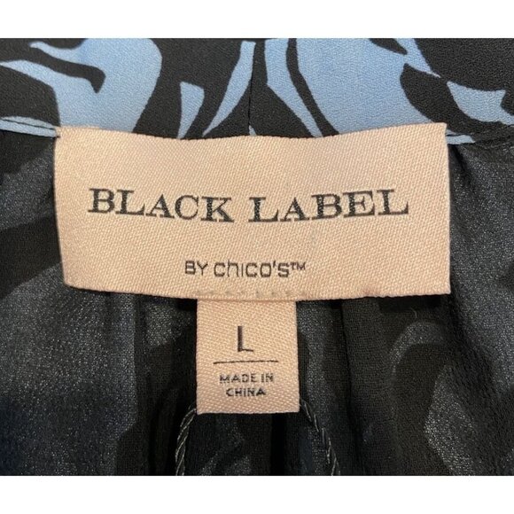 NWT Chico's Black Label Dress Sheath Black Blue Ruffle Size Large L New - Picture 4 of 5